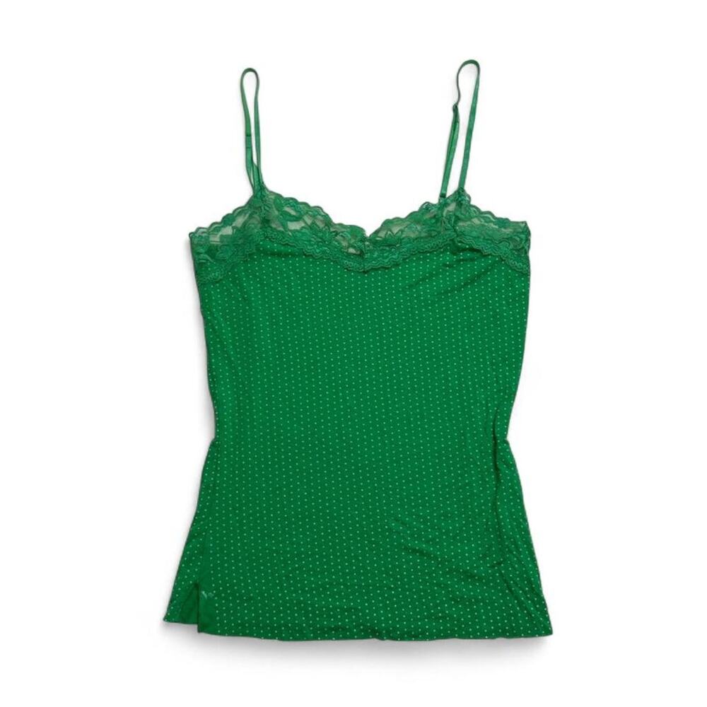 Coco Bong Y2K Polka Dot Green + White Lace Cami Fitted Full Length size Medium - Picture 3 of 7
